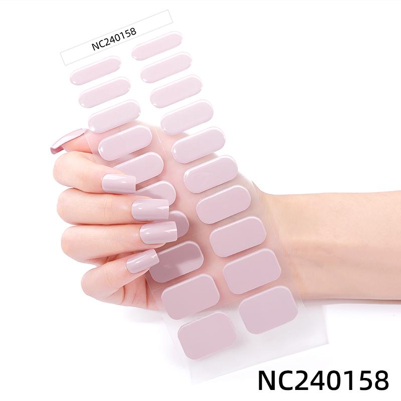 Hot Sell Custom Logo HEMA-Free Gel Polish Nail Stickers New Solid Color Styles Semi Cured Gel Nail Wraps 20 Gel Nail Strips