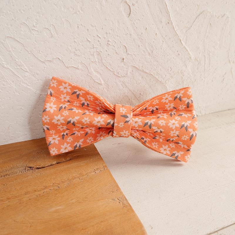 MUTTCO Wild Lily Pet Collar with Blue-Orange Bow Tie, Style UBT-160 M