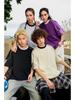 Unisex Color-Block Braided Cord Pull Tab Drop-Shoulder T-Shirt with Round Neck