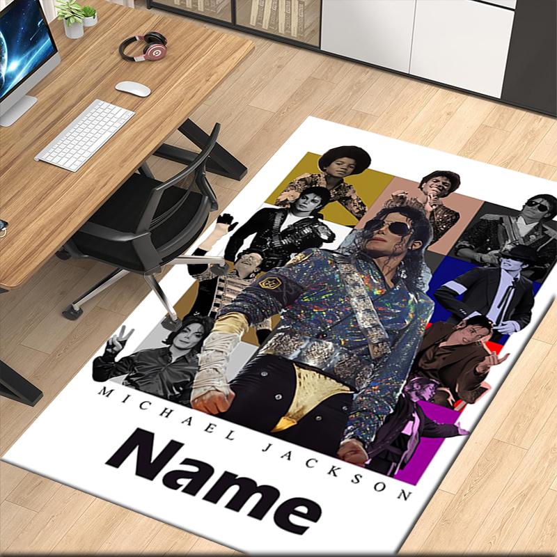 Custom Name Michael Jackson Printed Carpet, for Office Chair Living Room Bedroom Kitchen Room Decor Gifts.