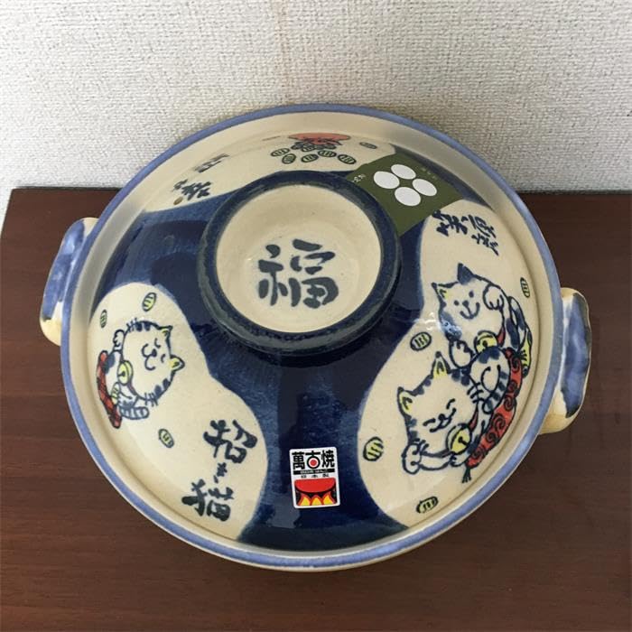 Department Lucky Cat 9 Banko Earthenware Made In [Huahua Store] No. Pot, Ware, Pot, Japan, Blue, 3200ml, 24-814