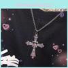 Cross Pendant Rhinestone Necklace Trendy Alloy Jewelry Women Decoration Gift