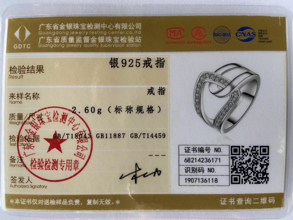 925 Sterling Silver Inlaid Crystal 7-10 Ring for Women Fashion Accessories Jewelry