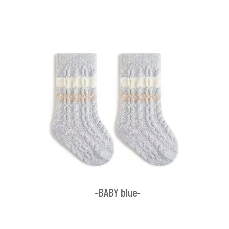 Autumn & Winter Plush Non-Slip Socks: Unisex Infant & Toddler Mid-Calf Indoor Walking Socks