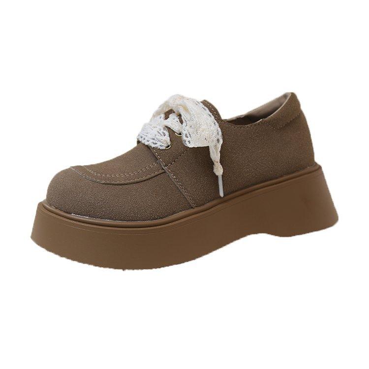 

[Youshilai] Ретро лоферы с круглым носком женские 2025 зима новая коллекция в стиле колледжа милые повседневные универсальные одинарные туфли 40 хаки