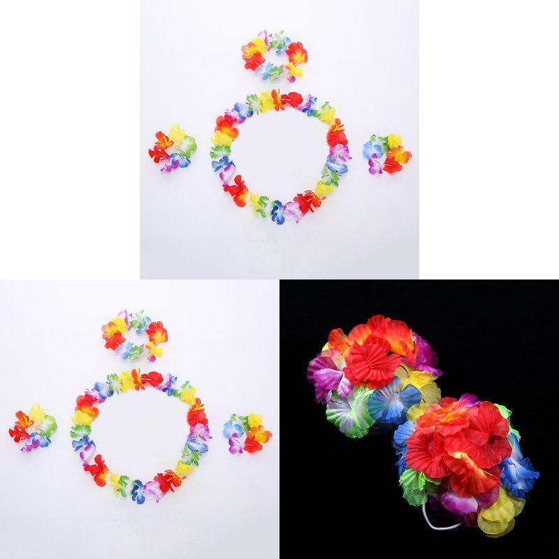 Hawaiian Costume Set With Plastic Grass Skirt For Party Performances And Themed Events