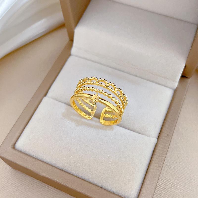 Real Gold Minimalist Fengsen Ring Opening Adjustable Simple Jewelry Japanese Ring Couple Ring