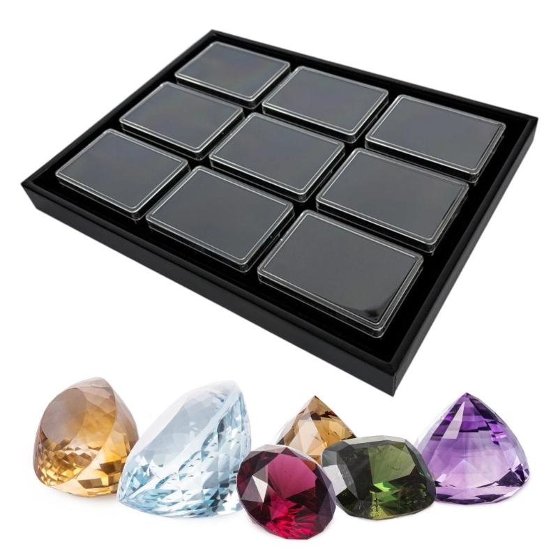 Tall Rectangular Organizers Box For Loose Stone Samples Waterproof PU Material Jewelry Showcase