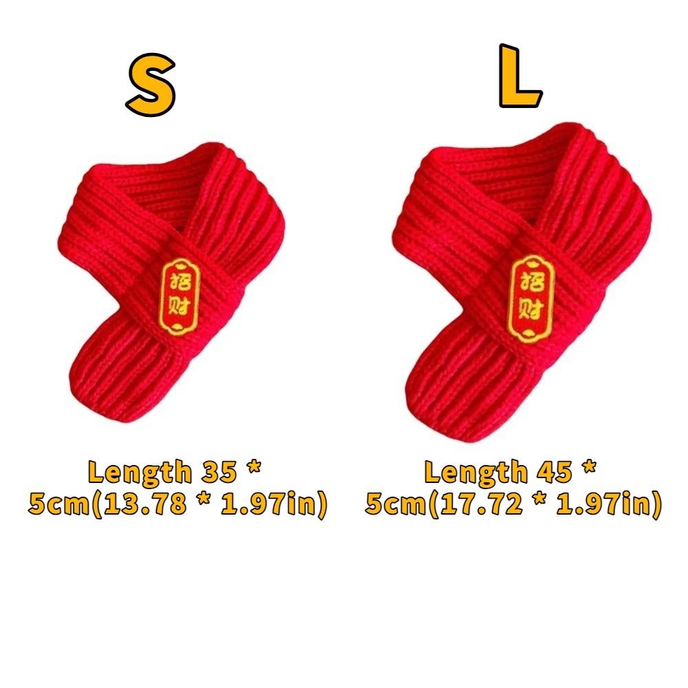 Festive Warm Cat Knitted Scarf Cute Blessing New Year Dog Scarf Red Color Pet Dress Up Costume Holiday Events