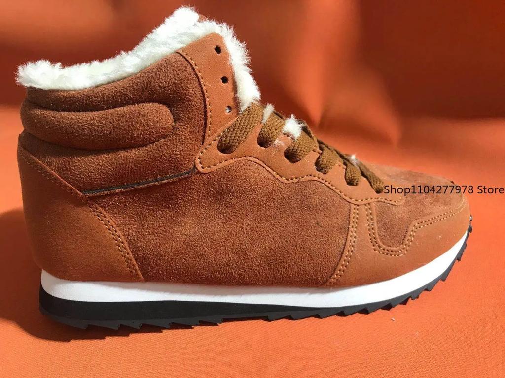 Fashion Plus Size 48 Winter Snow Boots Men Plush Warm Women Boots Suede Leather Ankle Boot Comfortable Light Couple Waterproof Sneakers