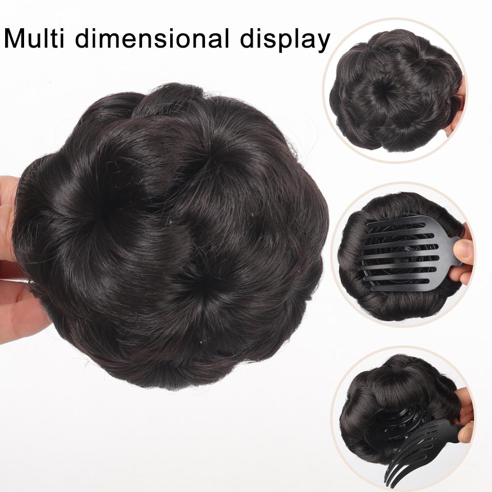 Synthetic Hair Bun Chignon Diamond Clip On Pad Updo Round Flower Donut Shape Stylish Hairpiece for Party Wedding Quick Hairstyle