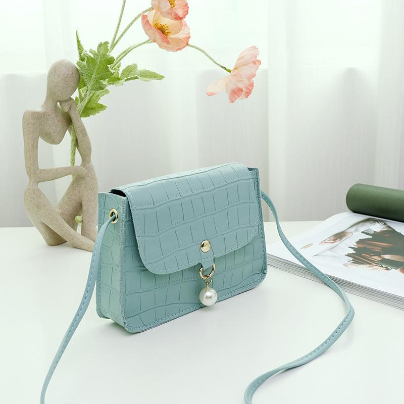 Women's Bag New Stone Pattern Hanging Pearl Simple Small Square Bag Casual Mobile Phone Bag Small Bag Gift Bag