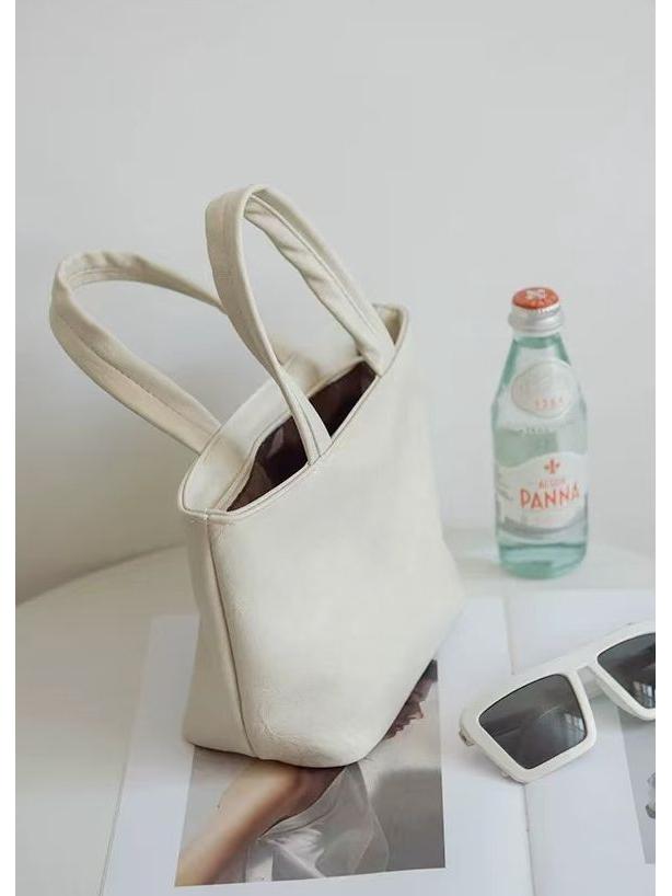 New Women's Small Leather Handbag - Fashionable Solid Color Mini Makeup Bag