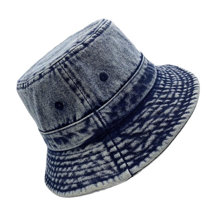 Bulk Designer Luxury Washed Vintage Jean Adult Bucket Hats for Men and Women Custom Denim Bucket Caps