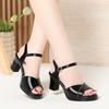 Waterproof Platform High Heel Sandals Women Versatile Thick Heel Thick Sole Fish Mouth Shoes Middle-Aged Women's Summer Shoes