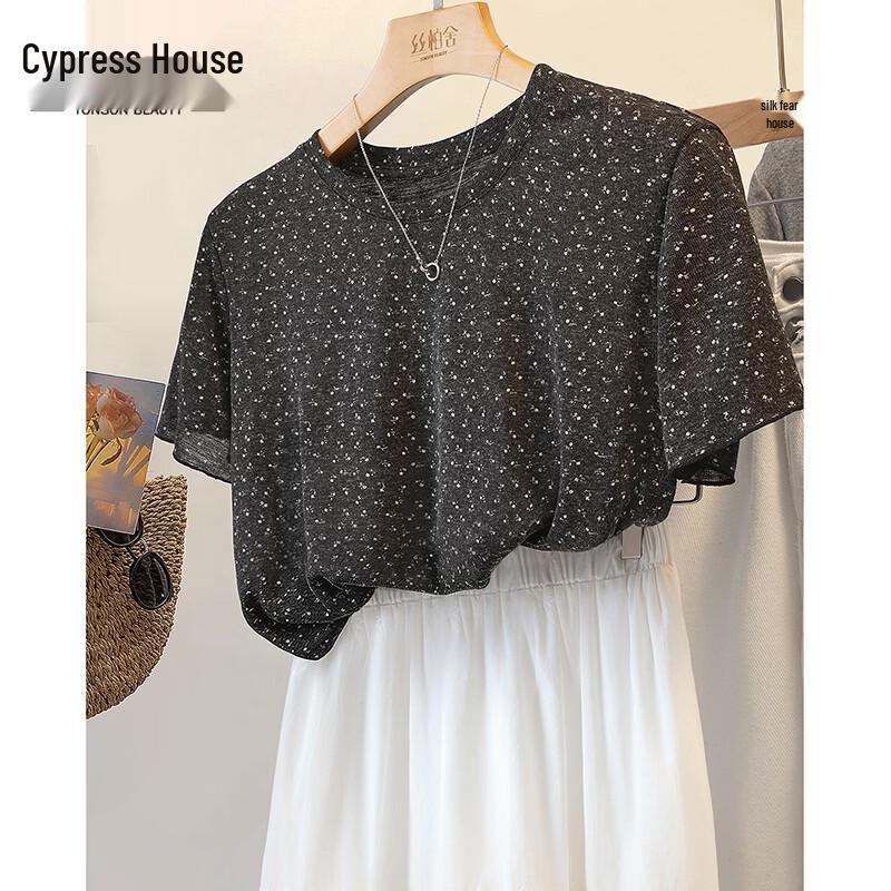 Women s Floral Linen Blend Loose Fit T-Shirt M