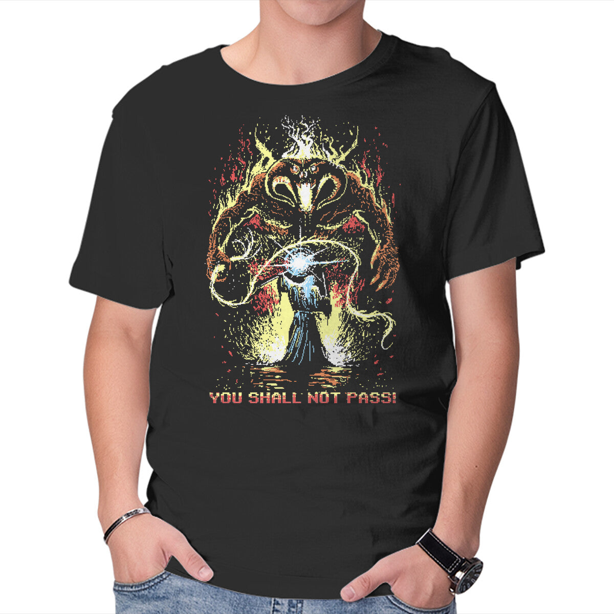 Unisex Crew Neck T-Shirt Pixel Balrog Graphic Short Sleeve Casual Tee XS