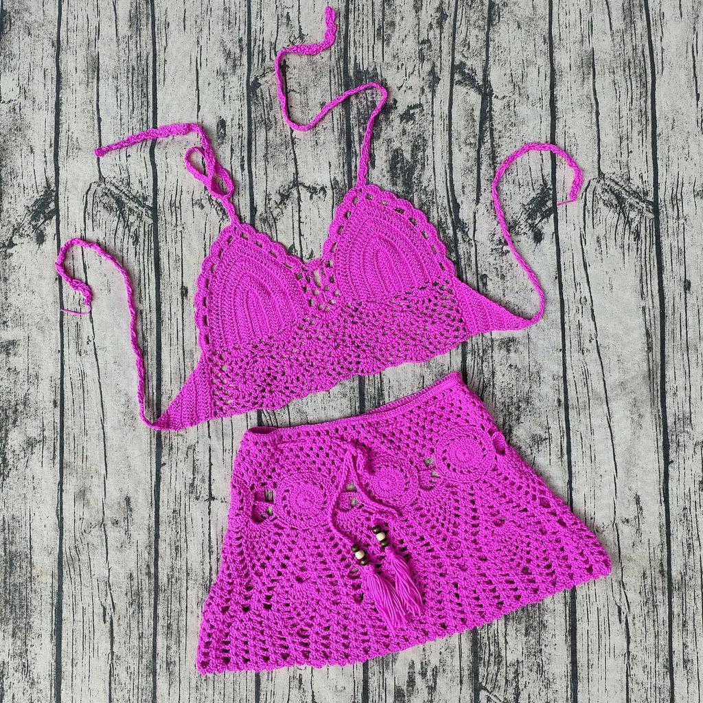 Handmade Crochet Bikini and Beach Dress Set (2/3-piece)