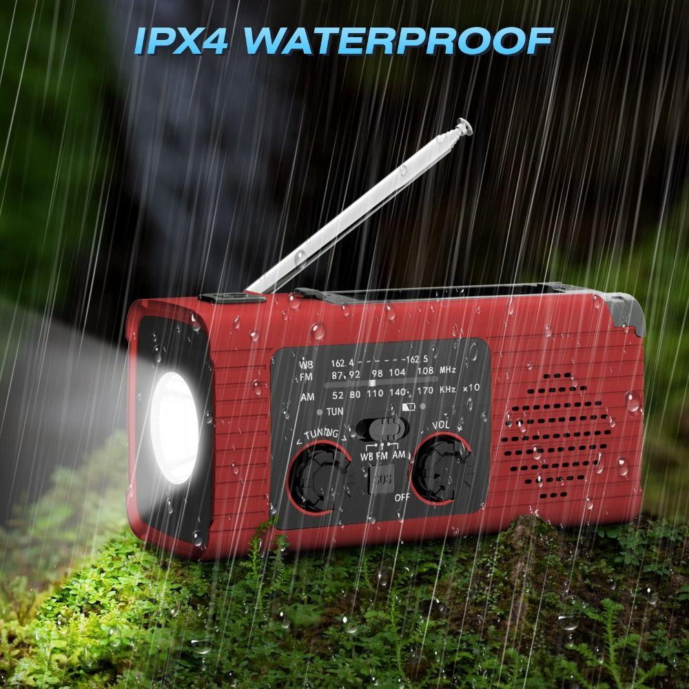 Radio z baterią 4000MAh, radio z alertem pogodowym, radio ładowane przez USB, radio z ładowaniem solarnym, sytuacje awaryjne
