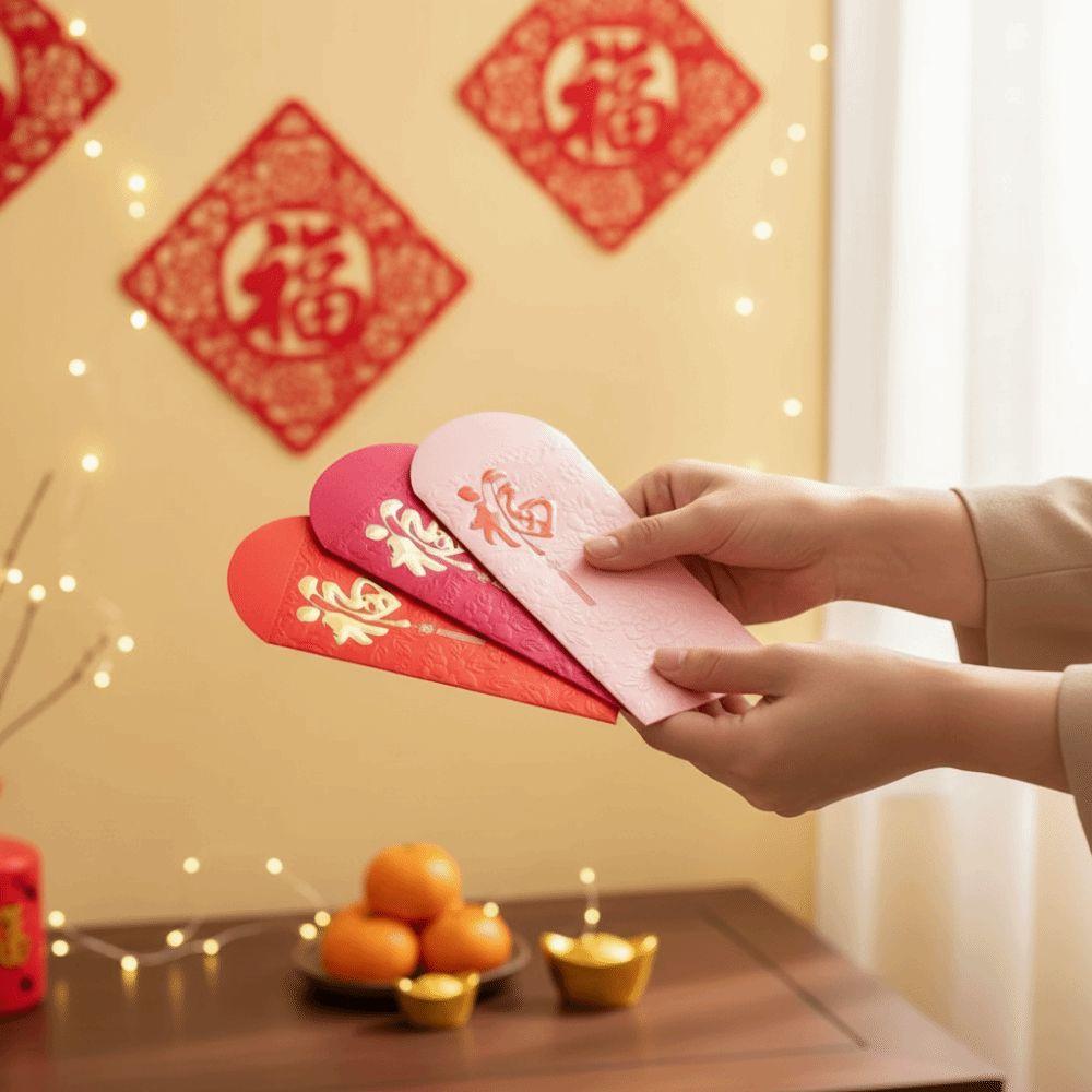 10Pcs/Set Hongbao Blessing New Year Red Envelopes Paper Thickened Lucky Money Pockets Universal Red Pockets Birthday Celebration
