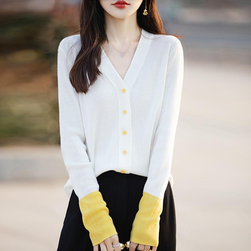 Cardigan da donna leggero 50% lana 50% seta di gelso - Maglieria versatile per 4 stagioni per comfort e stile tutto l'anno