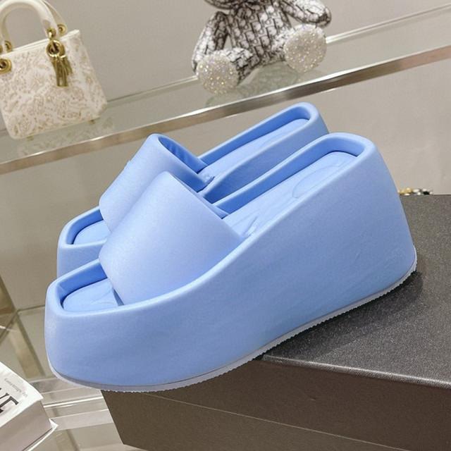 Женские тапочки на платформе, летние брендовые атласные сандалии с квадратным носком, женская сексуальная обувь на высоком каблуке, пляжные сандалии 36 небесно-голубой