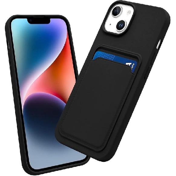 iPhone 15 Plus Case with Card Holder Slim Fit Durable Protective Card Slot Phone Case for Apple iPhone 15 Plus 6.7  - Orangepink