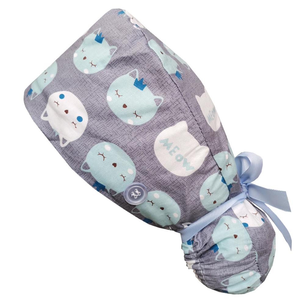 One Size Ponytail Holder Cotton Tie Back Hats Working Cap With Button Long Hair Cap Working Hat