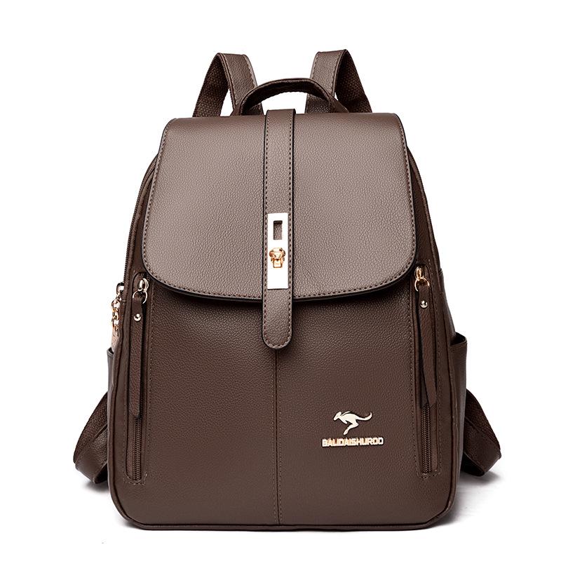 2025 Women's Versatile Korean Style Soft Leather Backpack - Large Capacity, Simple Design
