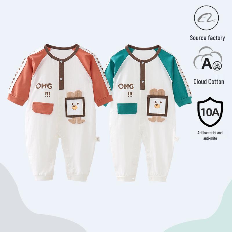 Unisex Baby Langarm Baumwoll-Strampler - Sommer Krabbel- & Hausanzug