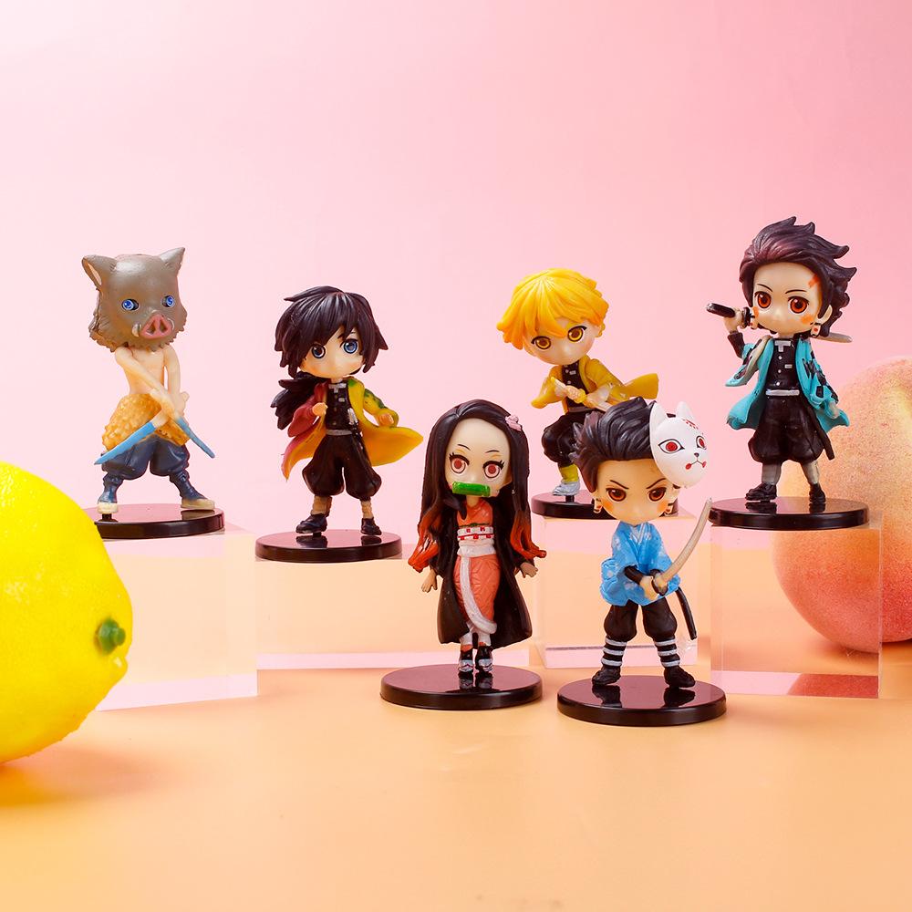 6pcs/set Anime Demon Slayer 7cm Figure Kimetsu No Yaiba Q Posket Kamado Tanjirou Nezuko Agatsuma action model Toys