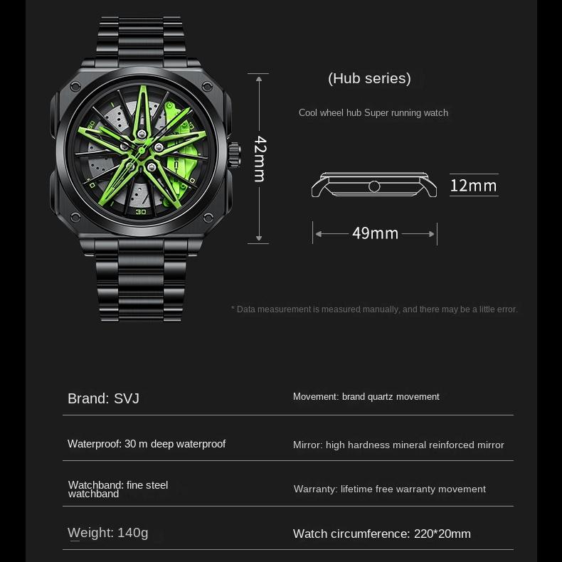 SVJ Men's Watch High-grade Authentic Black Knight Wheel Watch Rotating Dial Luminous Modification Table