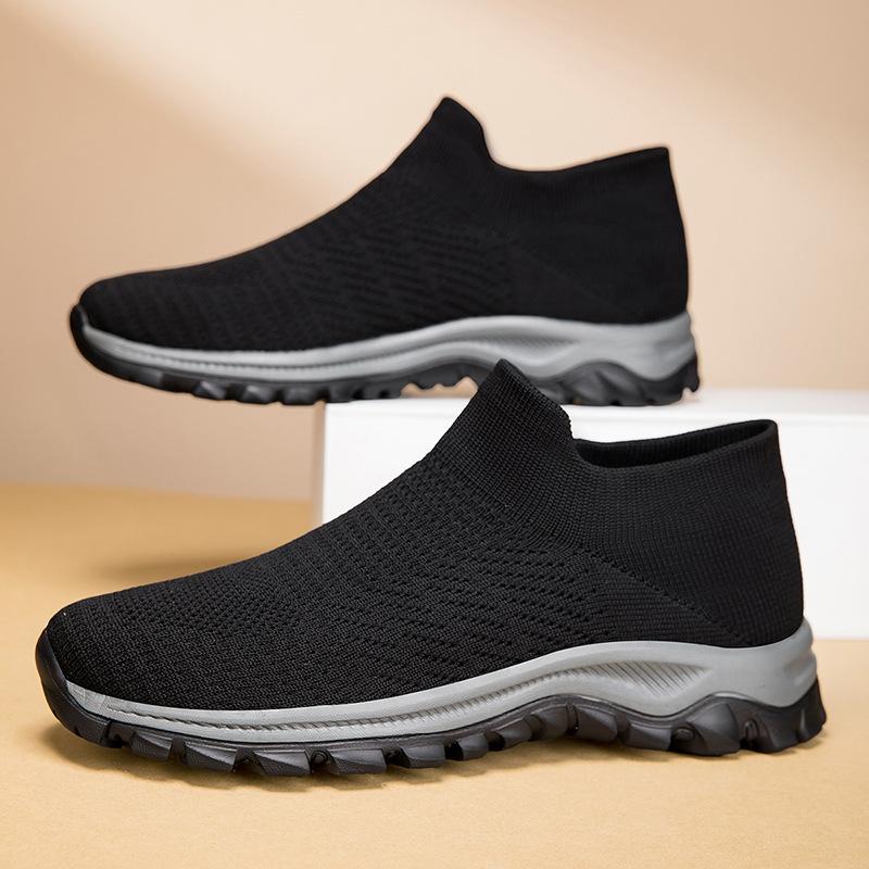 Spring New Men's Shoes Casual Shoes Breathable Fly-woven Sports Shoes Lazy Shoes Men's Round Head Single Shoes
