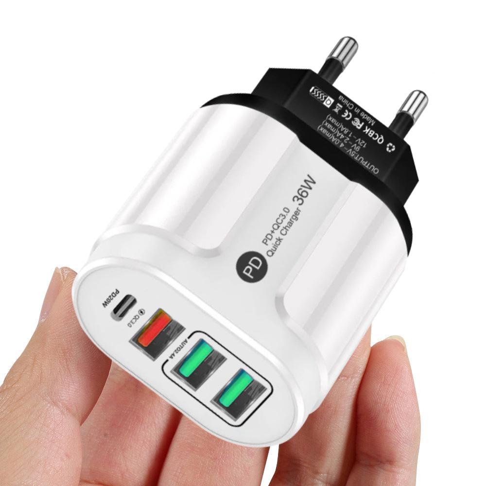 GaN European Standard PD33W QC3.0 Multi-Port Charger with 9V/12V Fast Charging