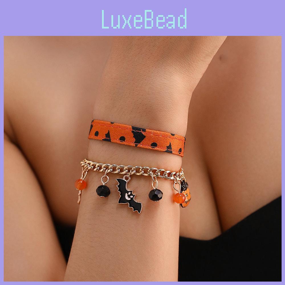 Halloween Themed Kids Accessory Zinc Alloy Leather Geometric Pumpkin Bat Ghost