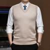 Men S Solid Knitted Sleeveless Vest Thick Warm Pullover