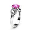 Ebay Fashion And Popular Love Shape Pink Zircon Crystal Micro-Set Ring Platinum Plated Ring Jewelry