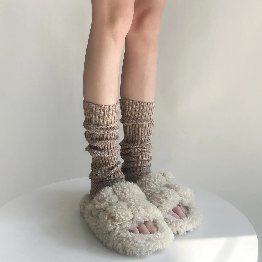 Leg Warmer Socks Women's Autumn and Winter Warm Knitted Foot Covers Loli Kawaii Cute Solid Color Stockings Stockings Women