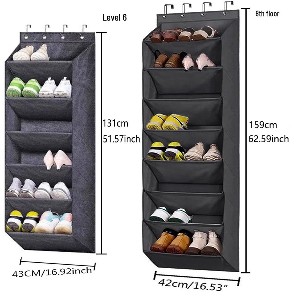 Wall-Mounted Multi-Layer Foldable Shoe and Sundry Storage Bag