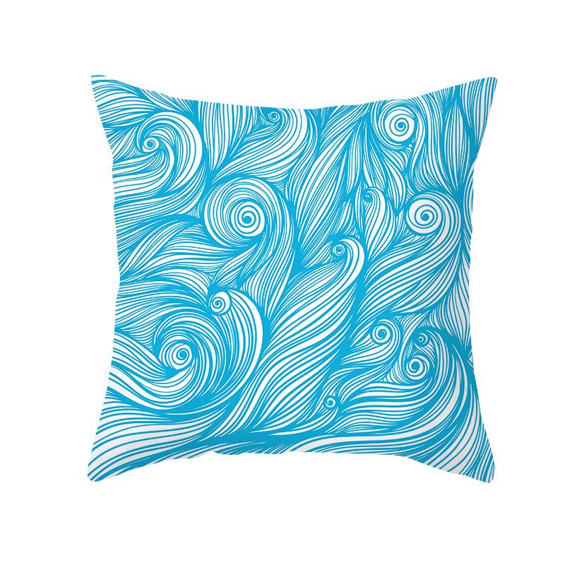Simple Nordic Style Pillowcase Blue Wave Dolphin Office Sofa Printed Cushion Pillowcase Home