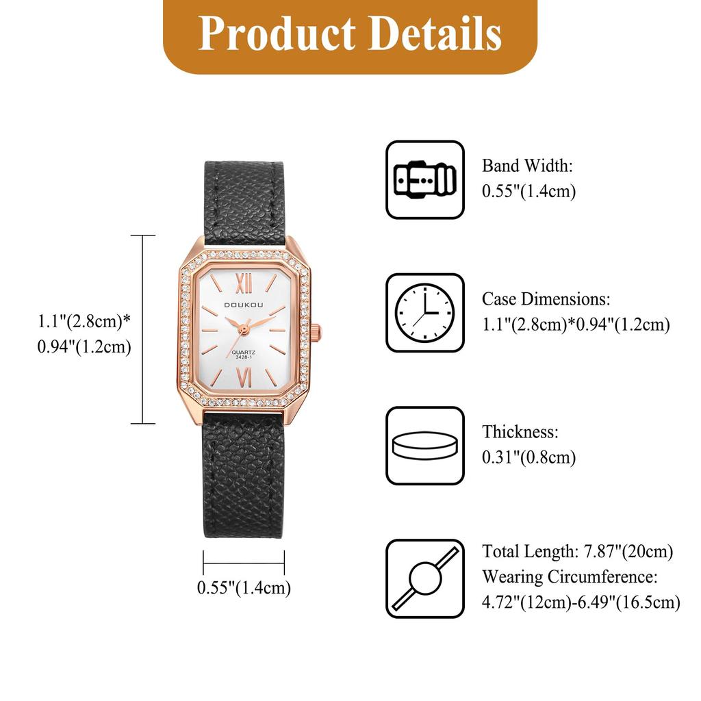 Eckige Uhr mit antikem Leder Römisch Analog Niedlich Wasserdicht Quarz Modische Uhr für Damen Perfektes Geschenk für Tag Damen Armband Anzeige, Uhr,