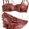 French-style lace thin soft underwire bra for women with small busts, enhancing and anti-sagging, breathable and comfortable bra set, new model