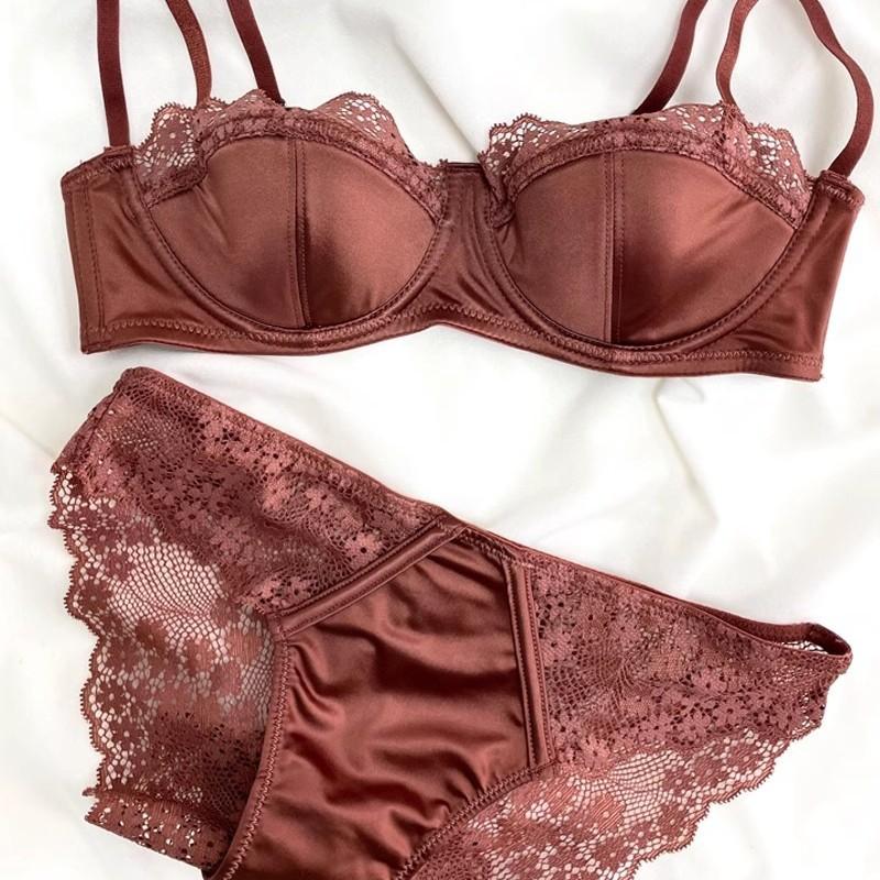 French-style lace thin soft underwire bra for women with small busts, enhancing and anti-sagging, breathable and comfortable bra set, new model