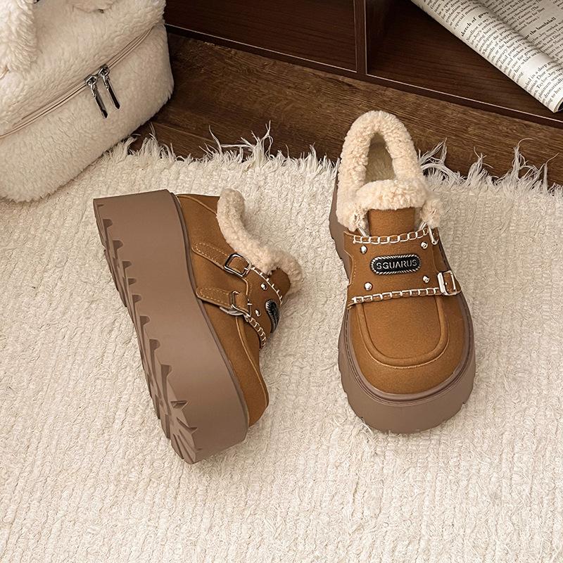 

Yiyuan модные ретро бархатные туфли на платформе, маленькие кожаные туфли женские 2025 новые осенне-зимние с увеличением высоты в британском стиле Мэри Джейн хлопковые туфли 40 верблюд