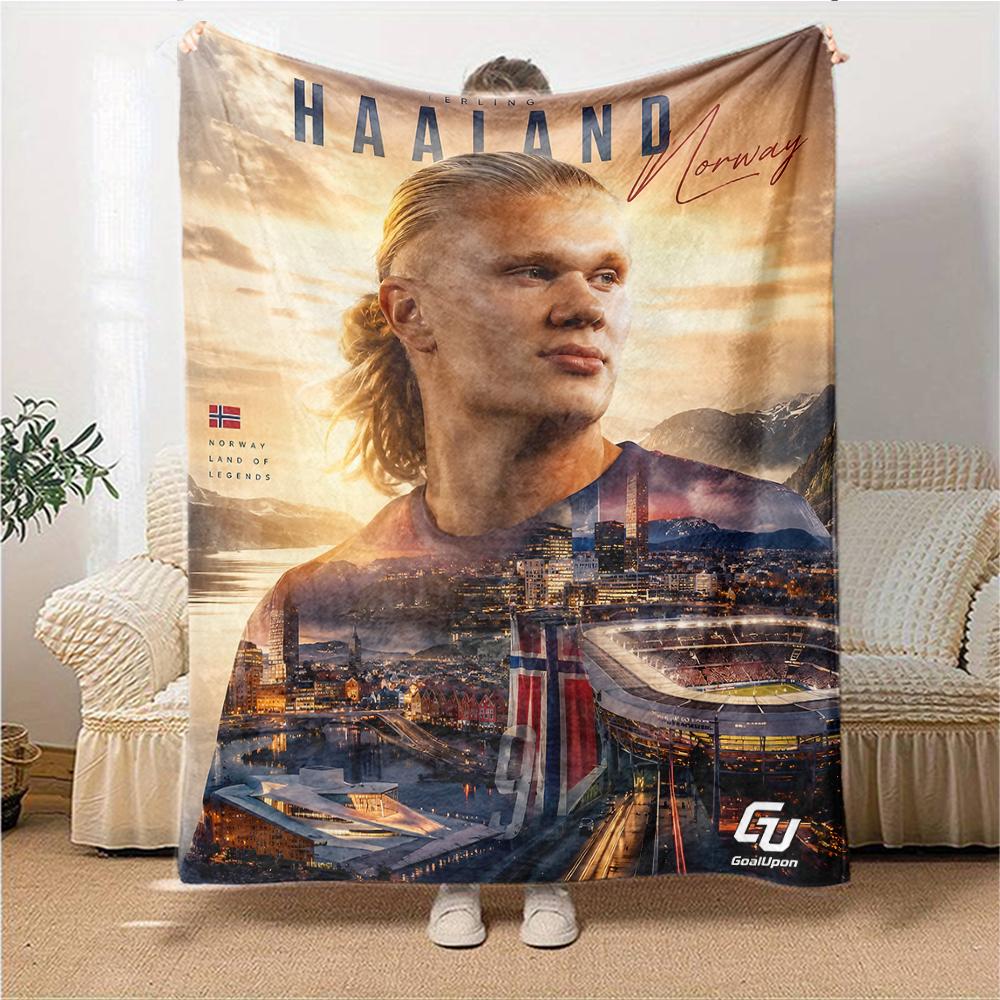 Haaland Norwegen Fußballlegende Decken Flanell Bedruckt Atmungsaktiv Warm Überwurfdecke für Zuhause Büro Bettwäsche 0708a75