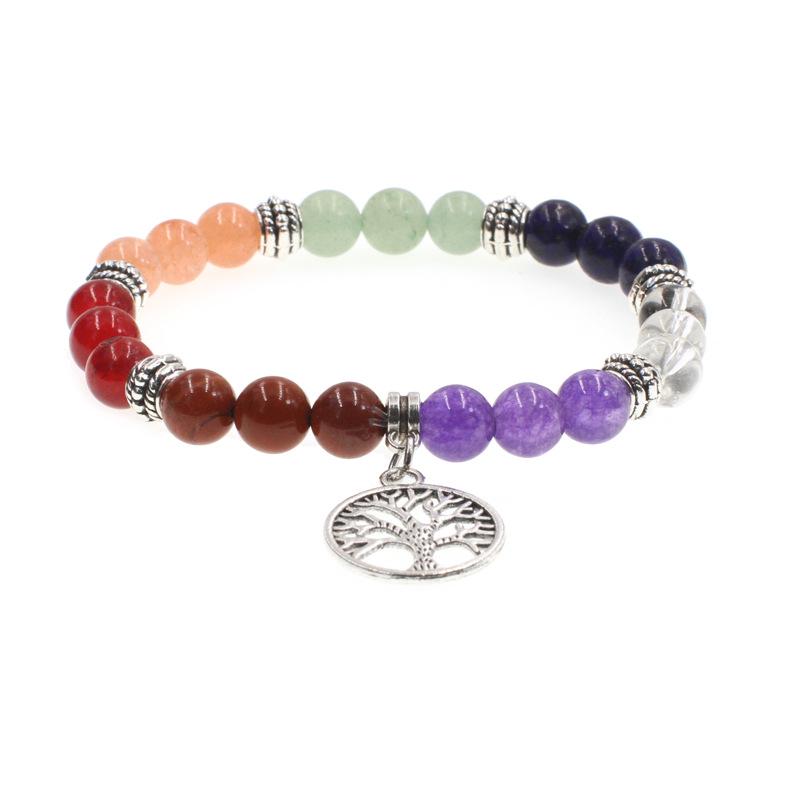 

Handmade Tiger Eye & Lava Stone Yoga Bracelet with Tree of Life Charm