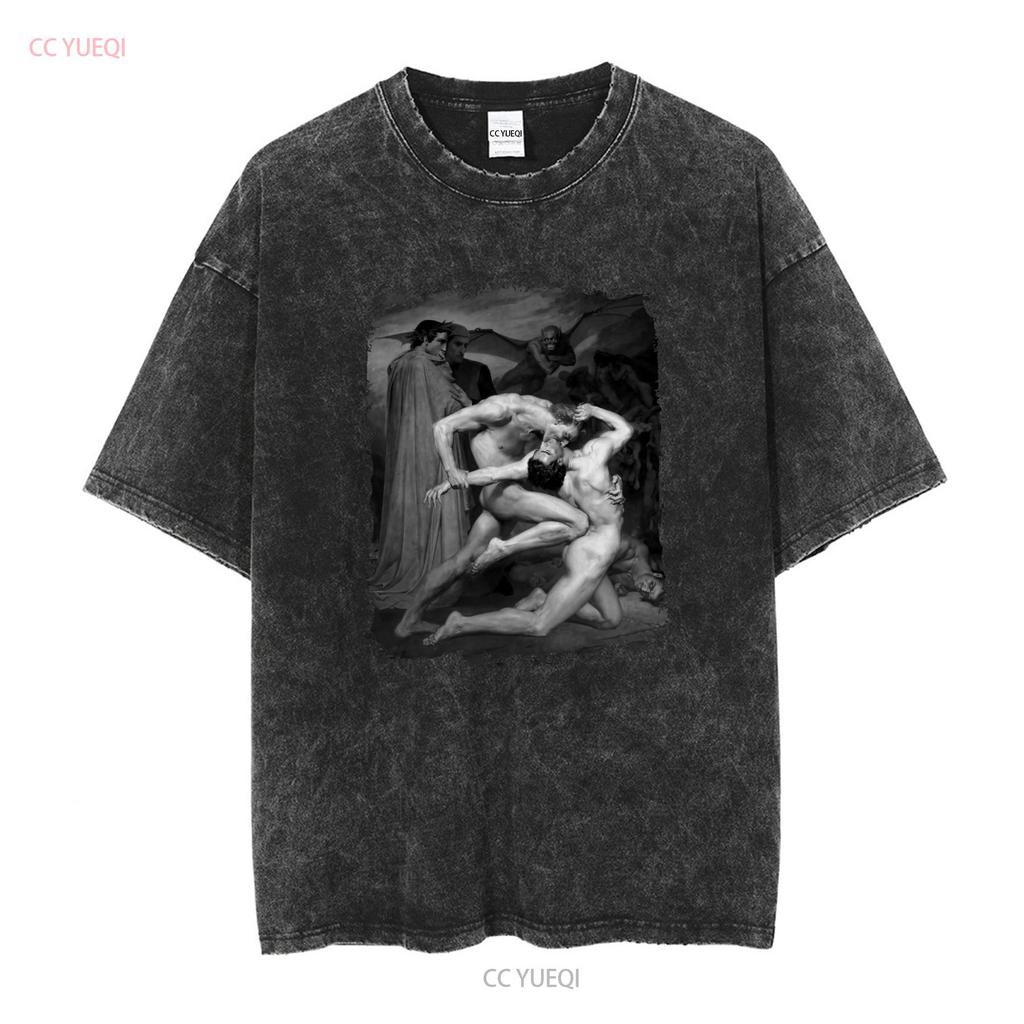 Dante and Virgil T Shirt Divine Comedy Alighieri Occult Satanic Dantes Inferno Painting long or short sleeves vintage Washed