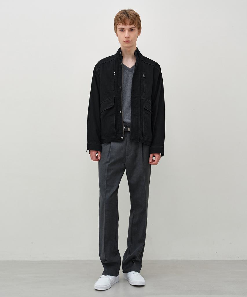 INSILENCE High-Neck Denim Blouson Black