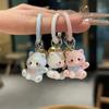 Cute Lucky Cat Bell Keychain Cartoon Bag Pendant Girl Sweet Key Ring Pendant Girlfriend Gift