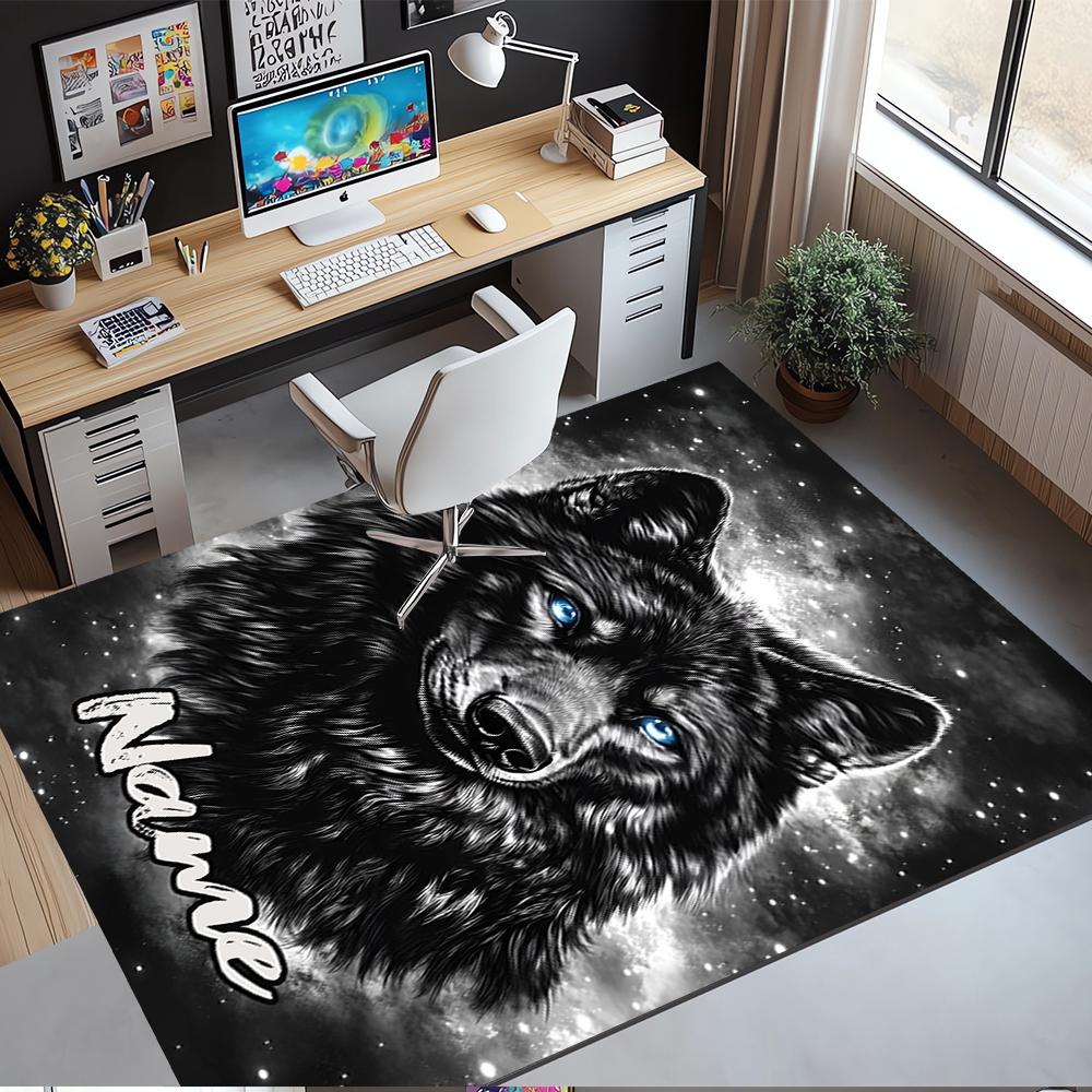 Custom Name Wolf Printed Carpet,Rug for Office Chair Living Room Bedroom Kitchen Room Decor Gifts.